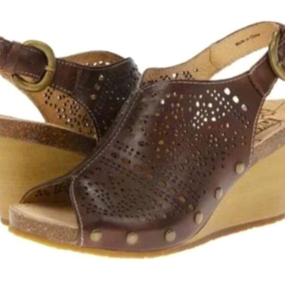 PIKOLINOS Shoes - PIKOLINOS Benissa Laser-cut Leather Wedge Sandals, Casual, Weekend, Resort, 7